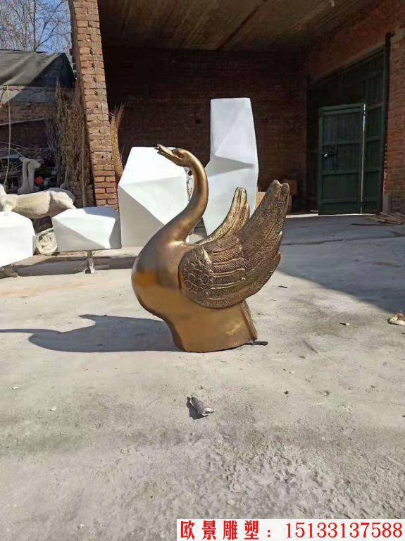 仿铜天鹅雕塑，天鹅雕塑喷水