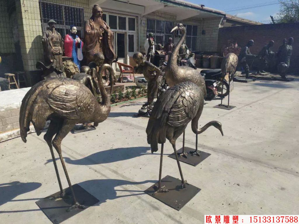 仿铜仙鹤雕塑,仙鹤雕塑仿铜效果,仙鹤雕塑定制1