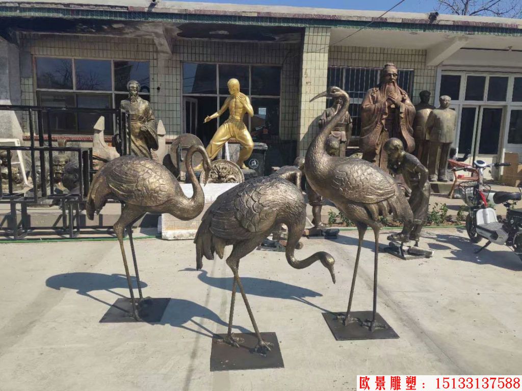 仿铜仙鹤雕塑,仙鹤雕塑仿铜效果,仙鹤雕塑定制2
